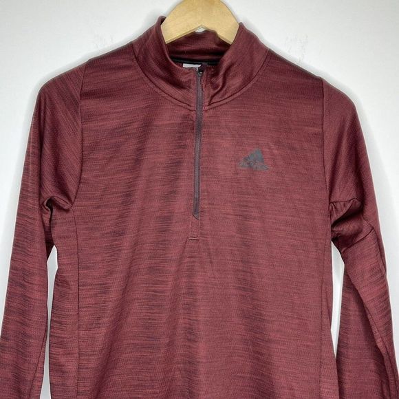 NWT Adidas Men's Climalite 1/4‎ Zip Pullover Red Activewear Jacket Size S $45 - Picture 1 of 11